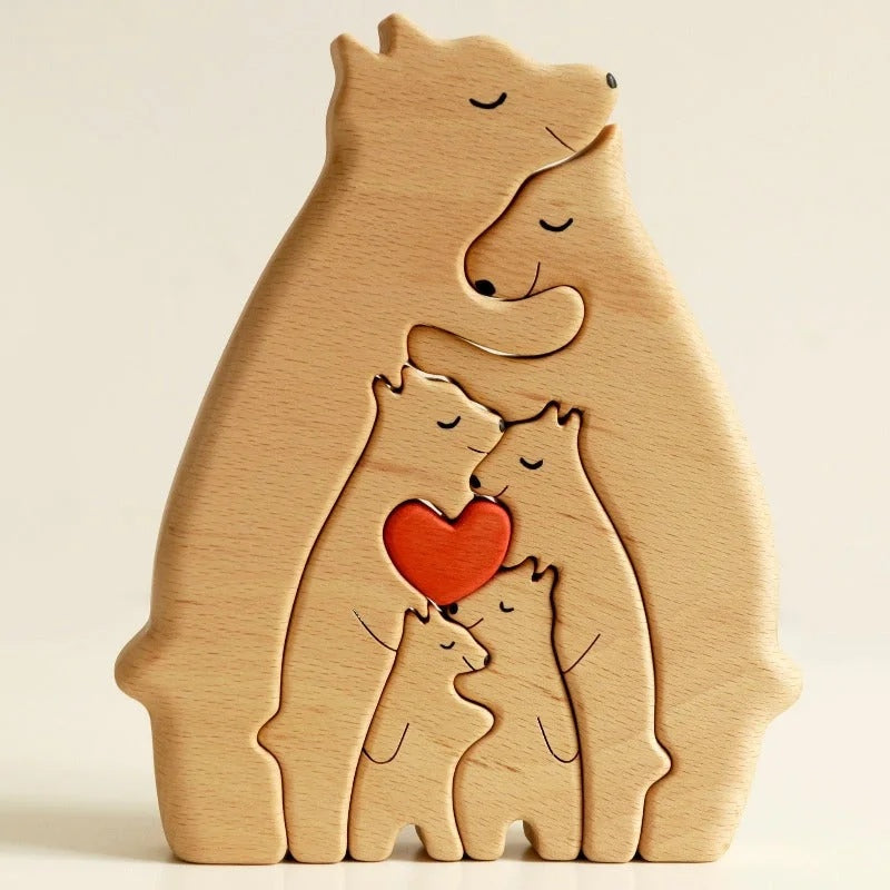 Puzzle en bois famille Ours personnalisable