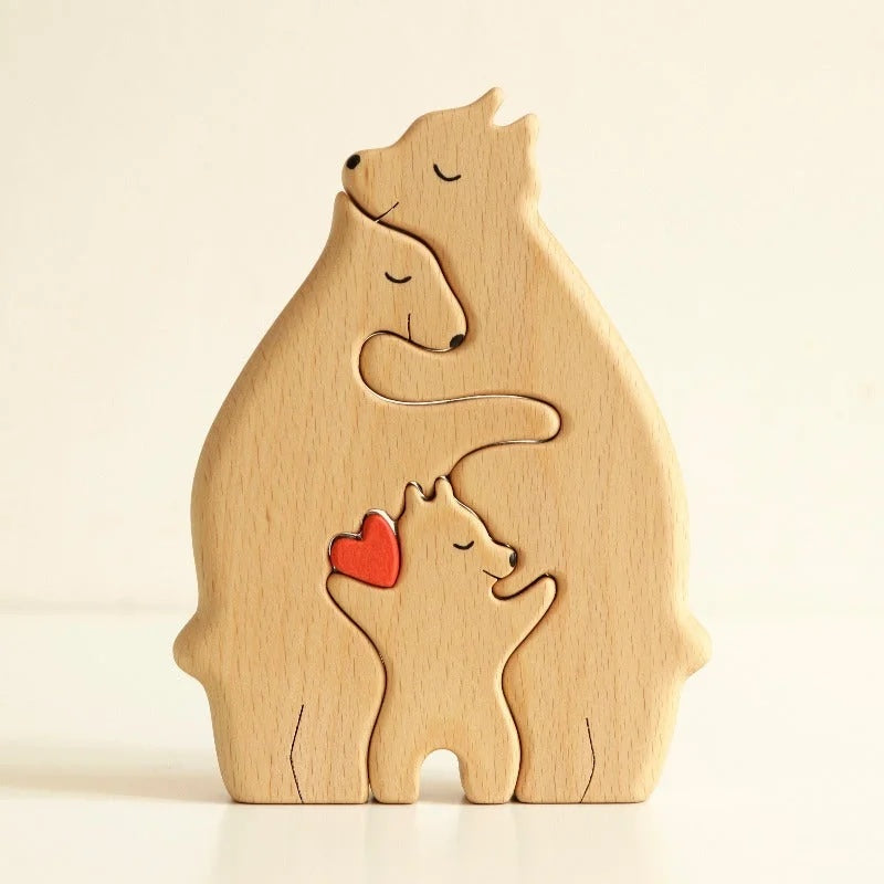 Puzzle en bois famille Ours personnalisable