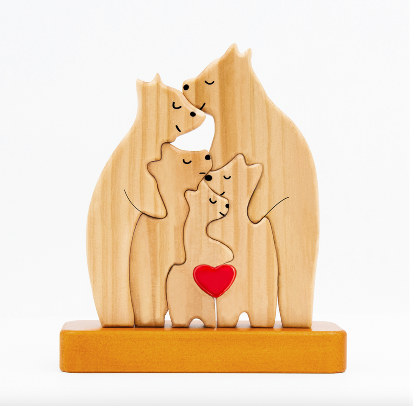 Puzzle en bois famille Ours personnalisable