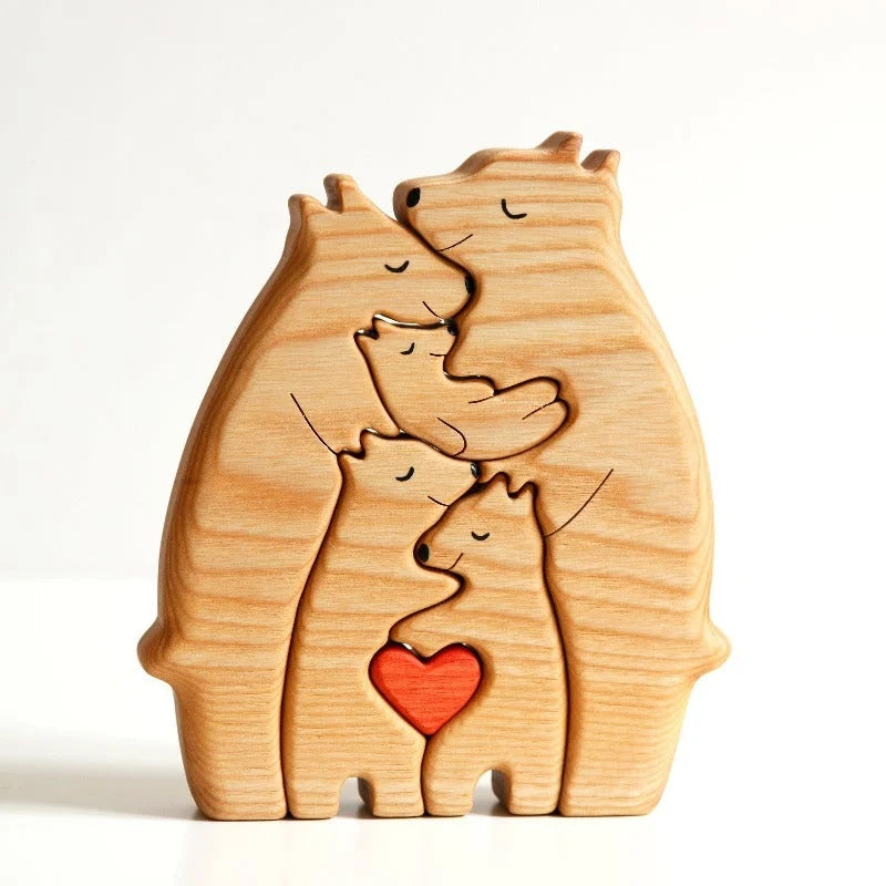 Puzzle en bois famille Ours personnalisable